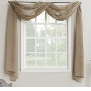 2 Sheer tan window treatment curtains